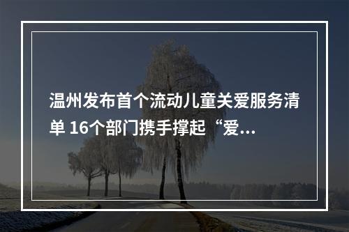 温州发布首个流动儿童关爱服务清单 16个部门携手撑起“爱心伞”