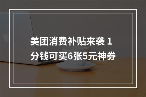 美团消费补贴来袭 1分钱可买6张5元神券