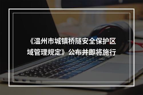 《温州市城镇桥隧安全保护区域管理规定》公布并即将施行