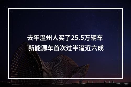 去年温州人买了25.5万辆车 新能源车首次过半逼近六成