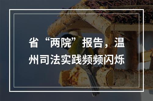 省“两院”报告，温州司法实践频频闪烁
