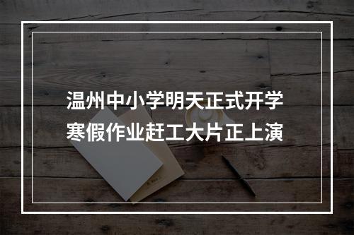 温州中小学明天正式开学 寒假作业赶工大片正上演