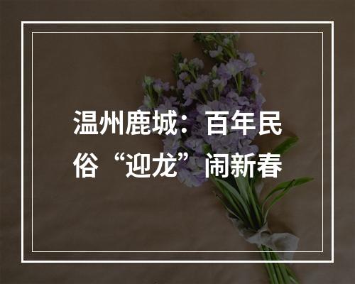 温州鹿城：百年民俗“迎龙”闹新春