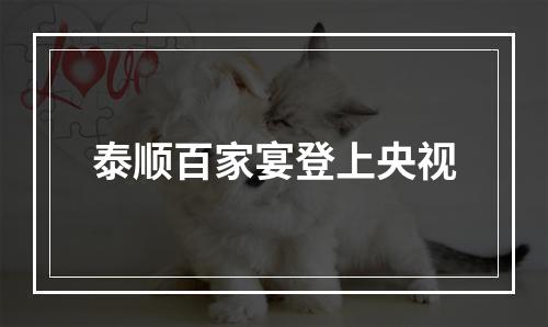 泰顺百家宴登上央视