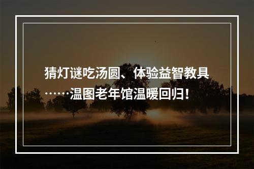 猜灯谜吃汤圆、体验益智教具……温图老年馆温暖回归！