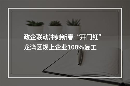 政企联动冲刺新春“开门红” 龙湾区规上企业100%复工