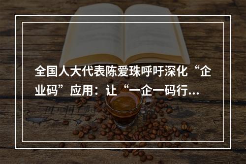 全国人大代表陈爱珠呼吁深化“企业码”应用：让“一企一码行天下”成为现实