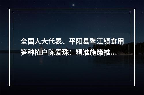 全国人大代表、平阳县鳌江镇食用笋种植户陈爱珠：精准施策推动低收入农户增收