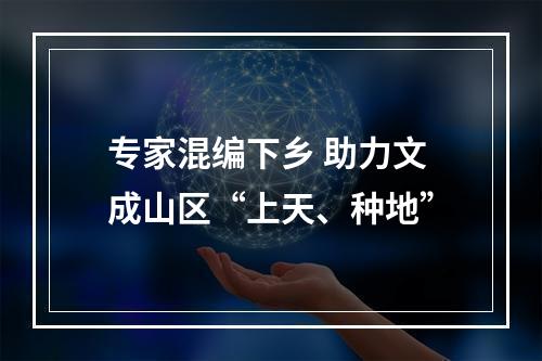 专家混编下乡 助力文成山区“上天、种地”