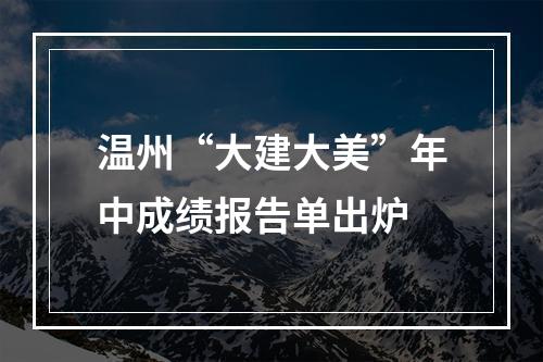 温州“大建大美”年中成绩报告单出炉