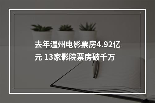 去年温州电影票房4.92亿元 13家影院票房破千万