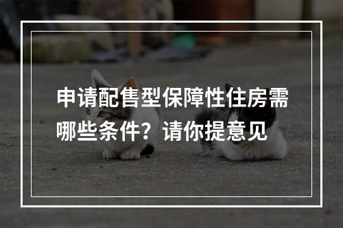 申请配售型保障性住房需哪些条件？请你提意见