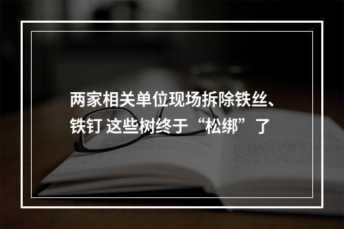 两家相关单位现场拆除铁丝、铁钉 这些树终于“松绑”了