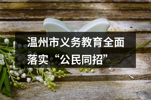温州市义务教育全面落实“公民同招”