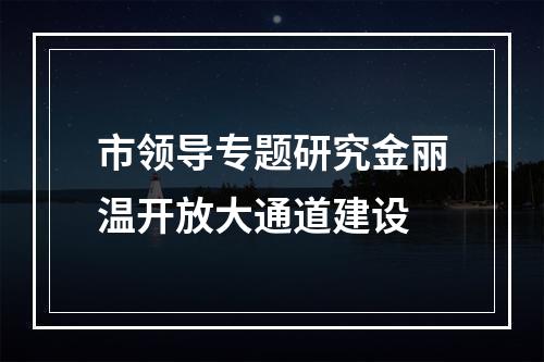 市领导专题研究金丽温开放大通道建设