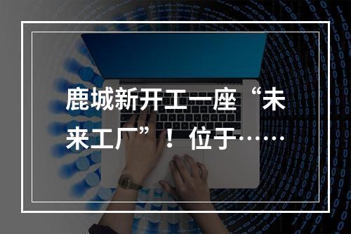 鹿城新开工一座“未来工厂”！位于……