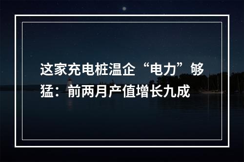 这家充电桩温企“电力”够猛：前两月产值增长九成