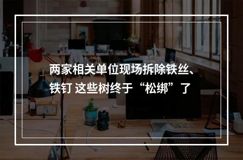 两家相关单位现场拆除铁丝、铁钉 这些树终于“松绑”了