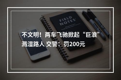不文明！两车飞驰掀起“巨浪”溅湿路人 交警：罚200元