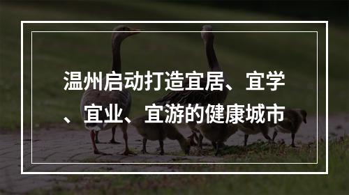 温州启动打造宜居、宜学、宜业、宜游的健康城市
