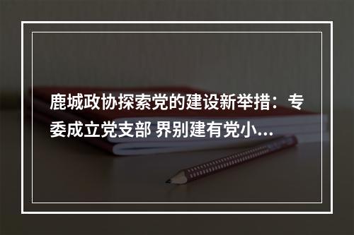 鹿城政协探索党的建设新举措：专委成立党支部 界别建有党小组