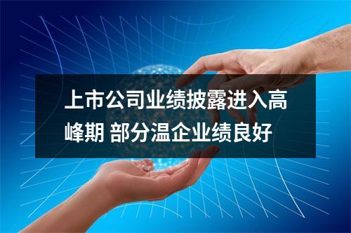 上市公司业绩披露进入高峰期 部分温企业绩良好
