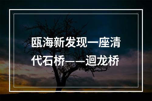 瓯海新发现一座清代石桥——迴龙桥