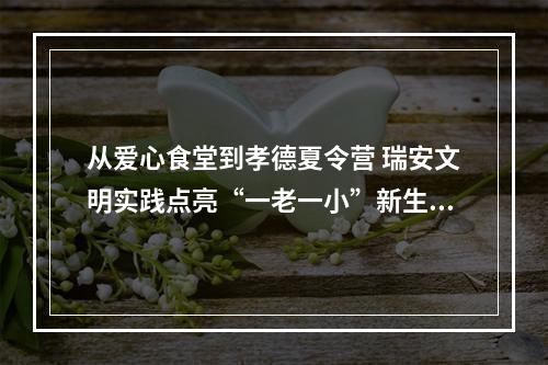 从爱心食堂到孝德夏令营 瑞安文明实践点亮“一老一小”新生活