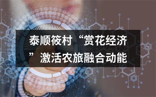 泰顺筱村“赏花经济”激活农旅融合动能