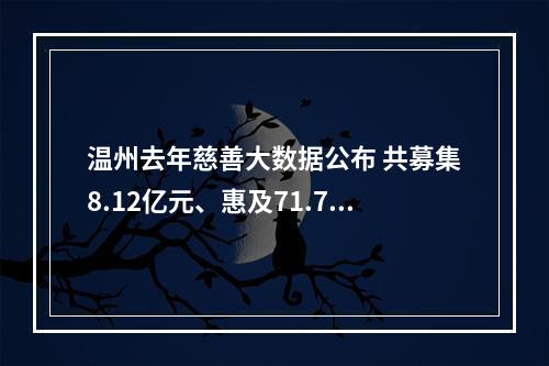 温州去年慈善大数据公布 共募集8.12亿元、惠及71.72万人次