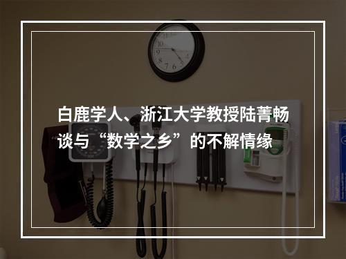 白鹿学人、浙江大学教授陆菁畅谈与“数学之乡”的不解情缘