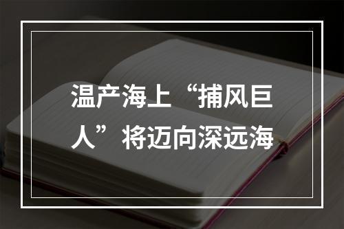 温产海上“捕风巨人”将迈向深远海
