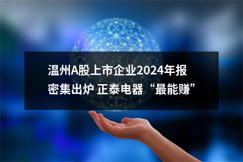 温州A股上市企业2024年报密集出炉 正泰电器“最能赚”