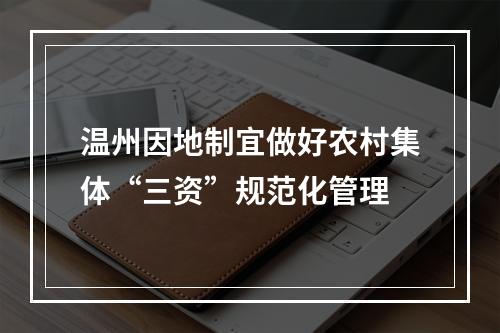 温州因地制宜做好农村集体“三资”规范化管理