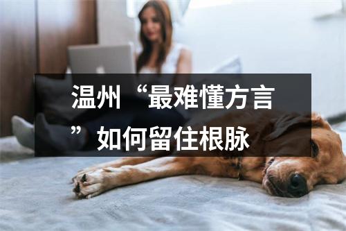 温州“最难懂方言”如何留住根脉