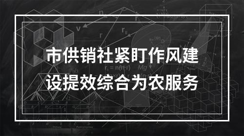 市供销社紧盯作风建设提效综合为农服务