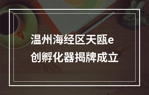 温州海经区天瓯e创孵化器揭牌成立
