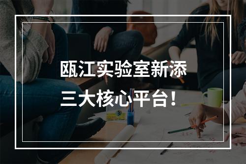 瓯江实验室新添三大核心平台！