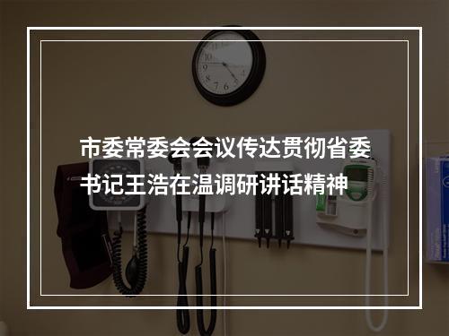 市委常委会会议传达贯彻省委书记王浩在温调研讲话精神