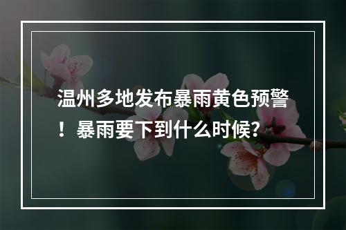 温州多地发布暴雨黄色预警！暴雨要下到什么时候？