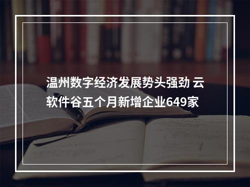 温州数字经济发展势头强劲 云软件谷五个月新增企业649家