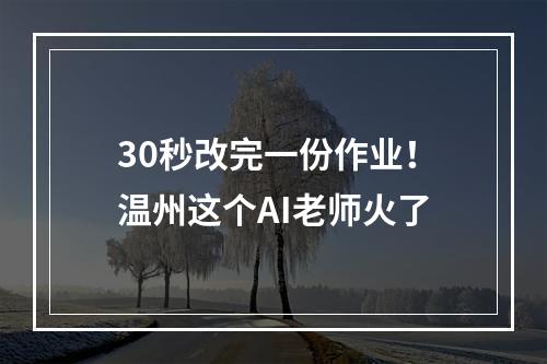 30秒改完一份作业！温州这个AI老师火了