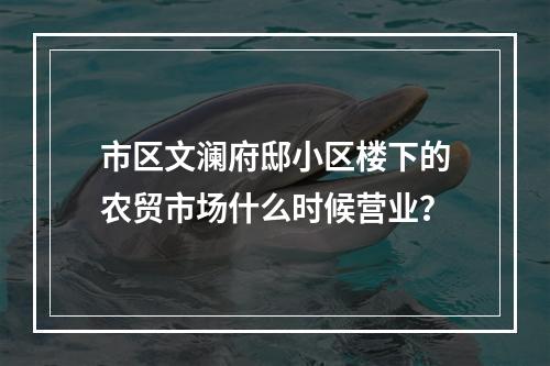 市区文澜府邸小区楼下的农贸市场什么时候营业？