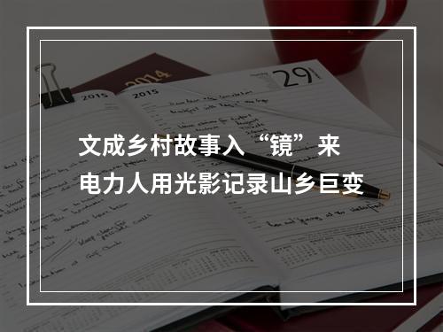 文成乡村故事入“镜”来 电力人用光影记录山乡巨变