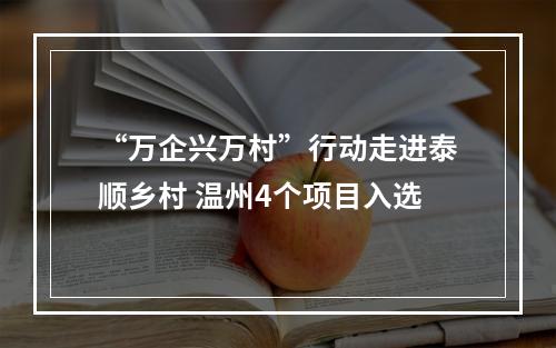 “万企兴万村”行动走进泰顺乡村 温州4个项目入选