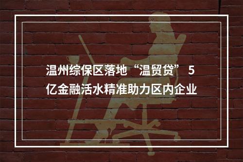 温州综保区落地“温贸贷” 5亿金融活水精准助力区内企业