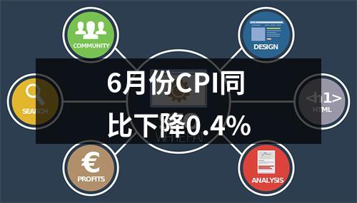 6月份CPI同比下降0.4%