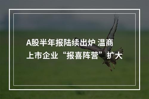 A股半年报陆续出炉 温商上市企业“报喜阵营”扩大