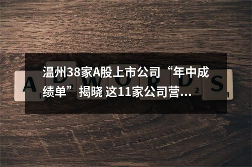 温州38家A股上市公司“年中成绩单”揭晓 这11家公司营收与净利双升