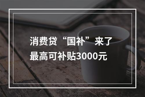 消费贷“国补”来了 最高可补贴3000元